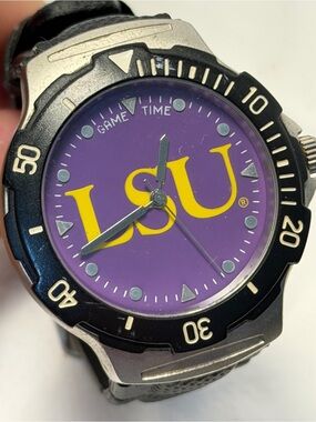 Game Time Agent Series LSU Tigers Mens Stainless Steel Wrist Watch w/ Black Band